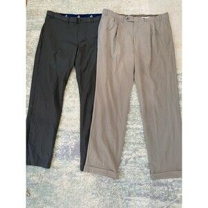 SET Lauren Ralph Lauren Pants Mens 38 x 32 Tan/Gray Pleated Straight Dress Pants